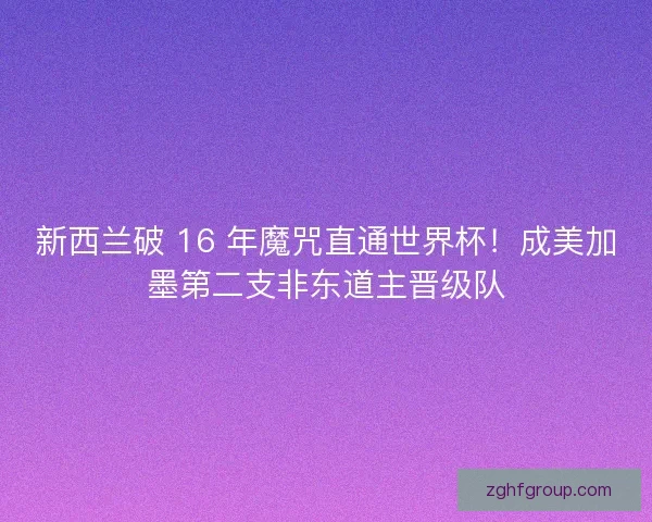 新西兰破 16 年魔咒直通世界杯！成美加墨第二支非东道主晋级队